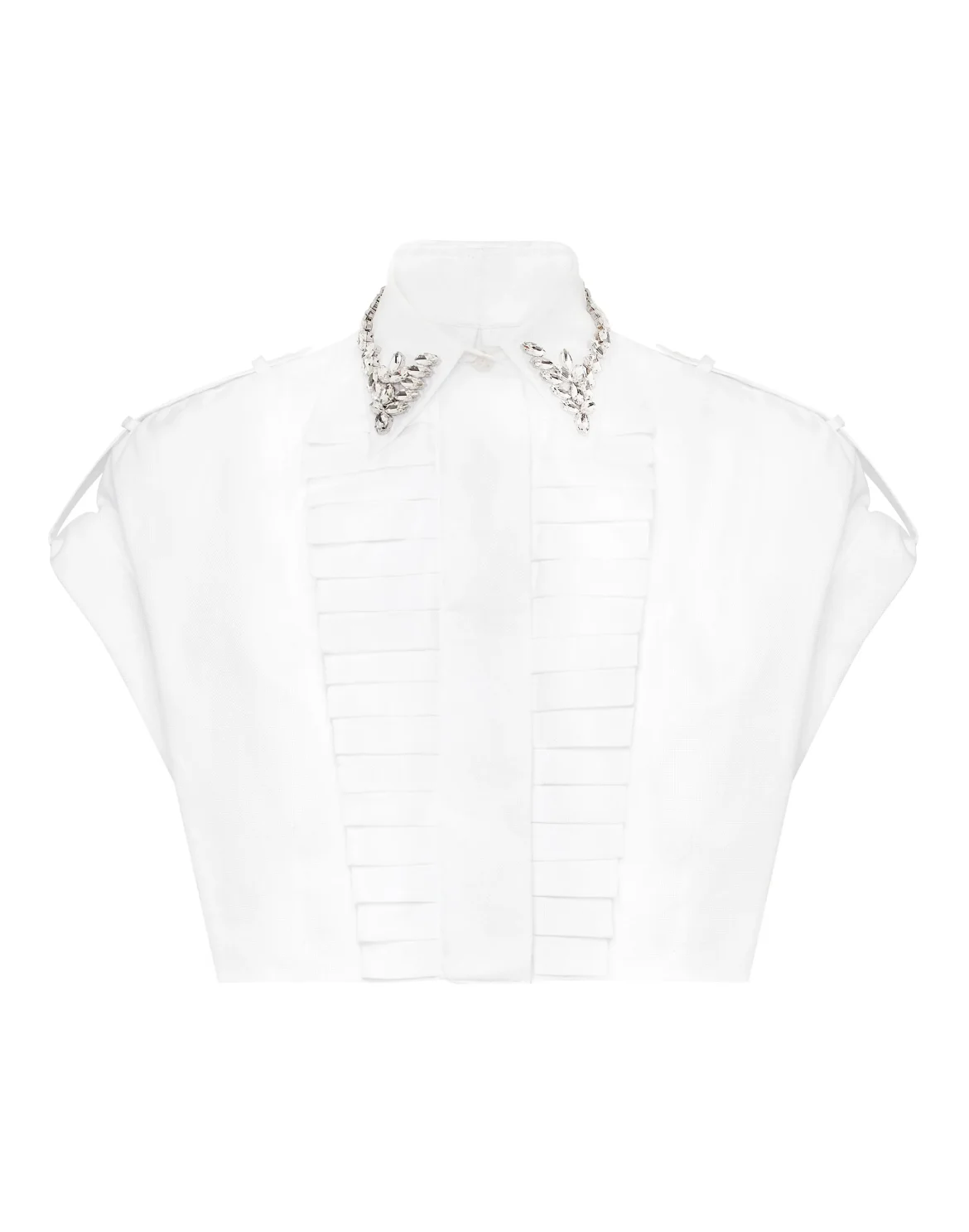 VOLANT CROPPED SHIRT SS STRASS, цвет: Белый