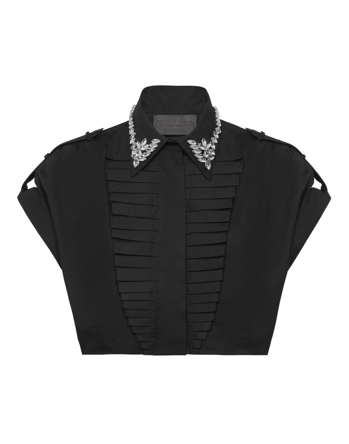 VOLANT CROPPED SHIRT SS STRASS, цвет: Черный
