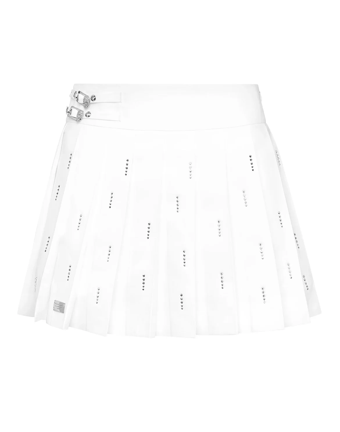 Pleated Mini Skirt Strass Skull, цвет: Белый