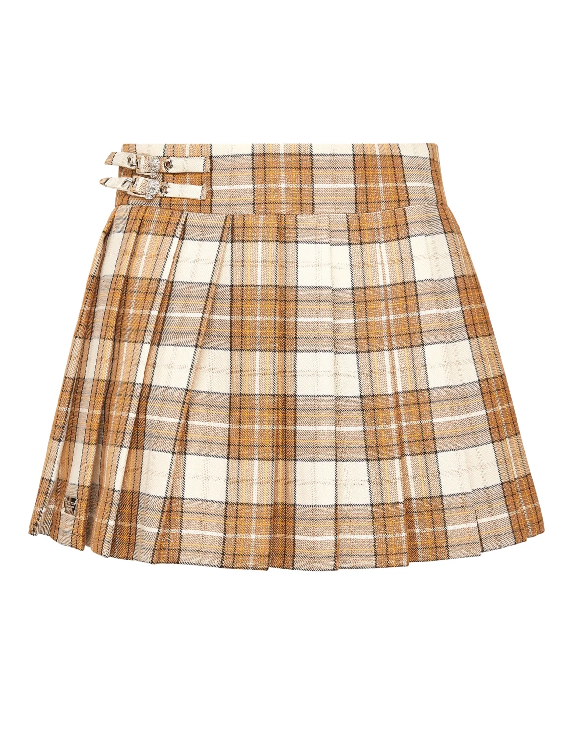 Checked Pleated Mini Skirt Flame, цвет: Коричневый