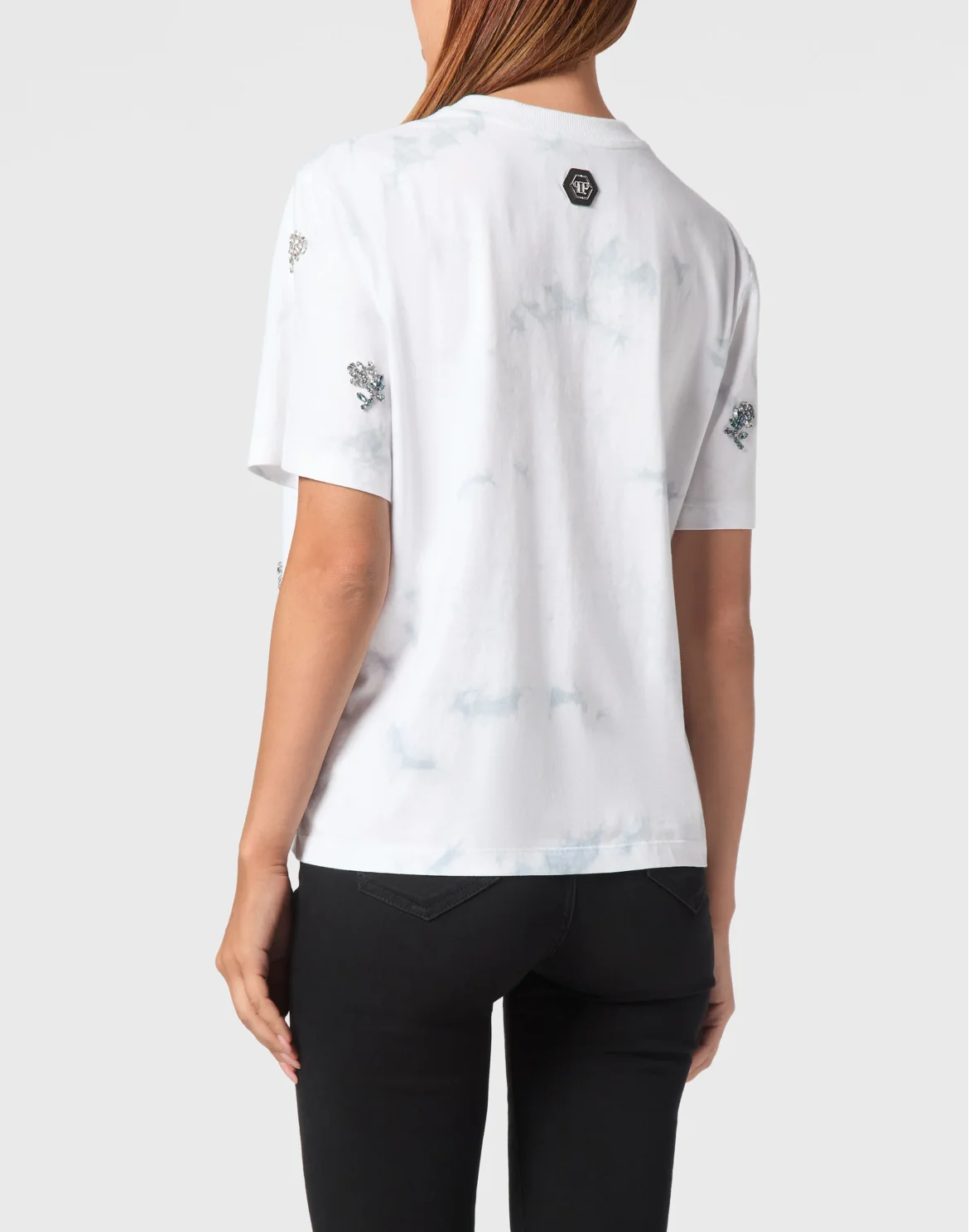 Tie-Dye T-Shirt Man Fit Round Neck SS Flowers, цвет: Голубой