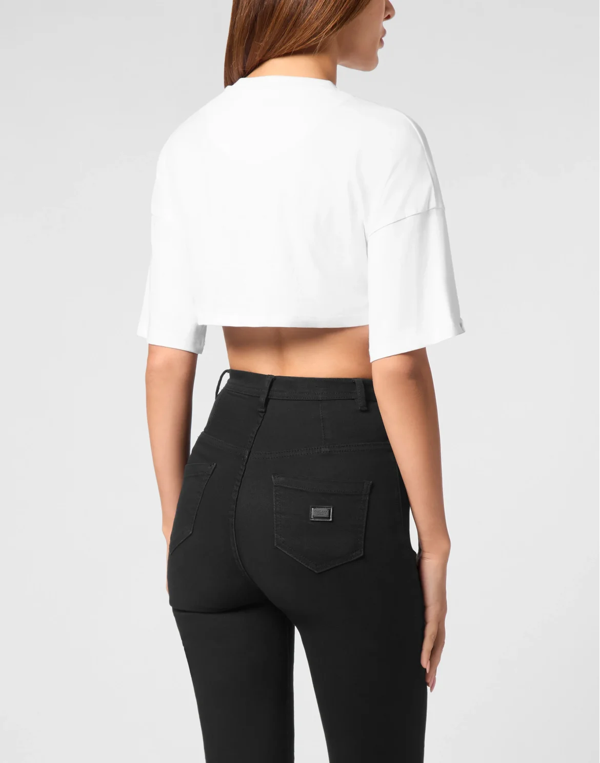 Jersey Cropped T-shirt Round Neck SS Patches, цвет: Белый