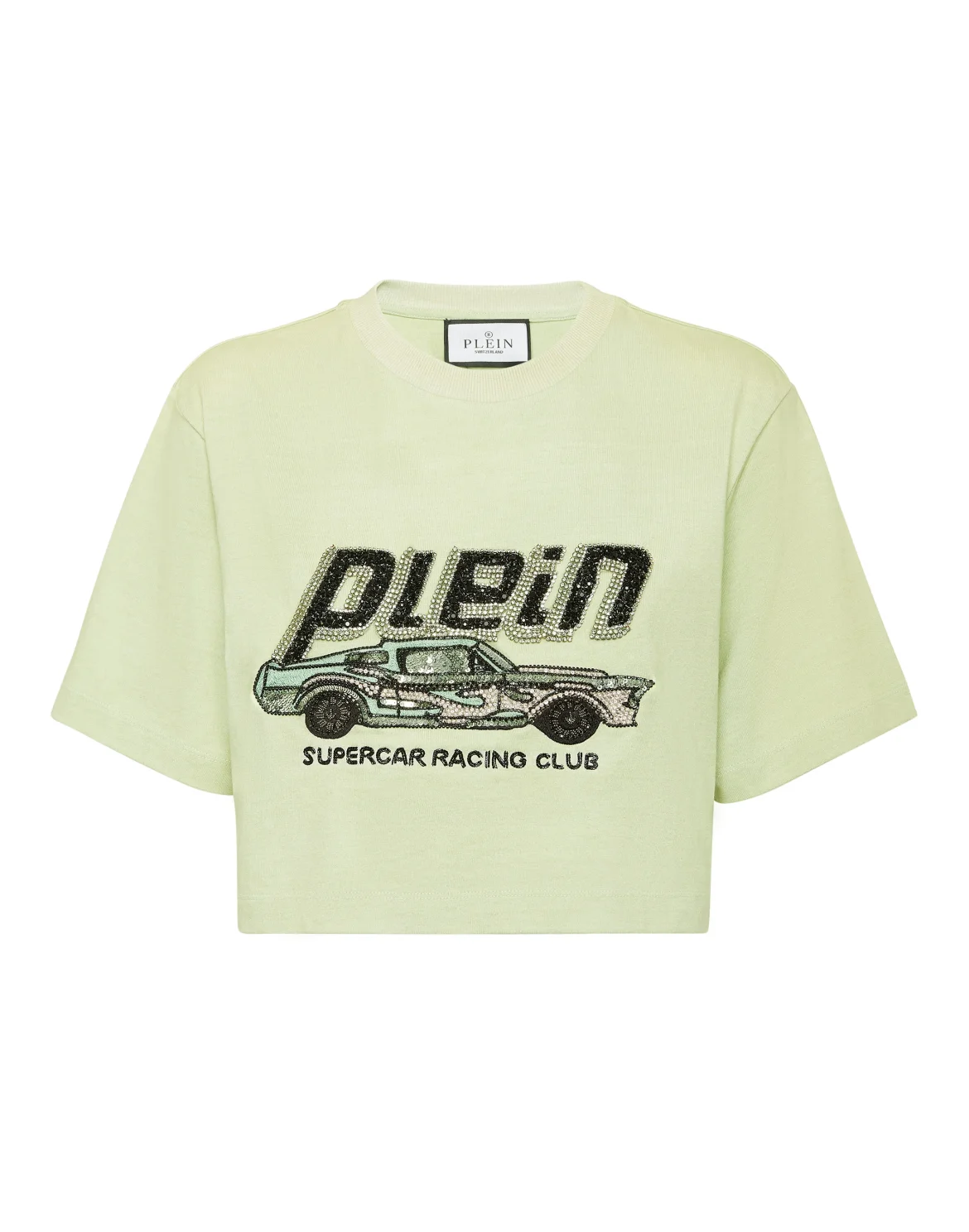 T-shirt Crop Plein Car, цвет: Зеленый
