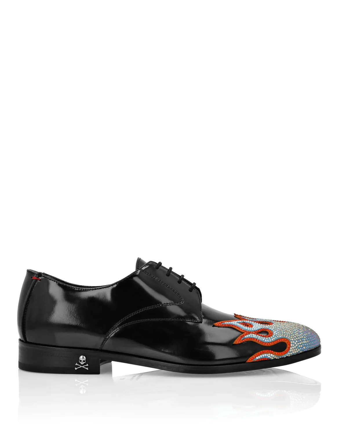 Lace Up Shoes Strass Flame, цвет: Черный