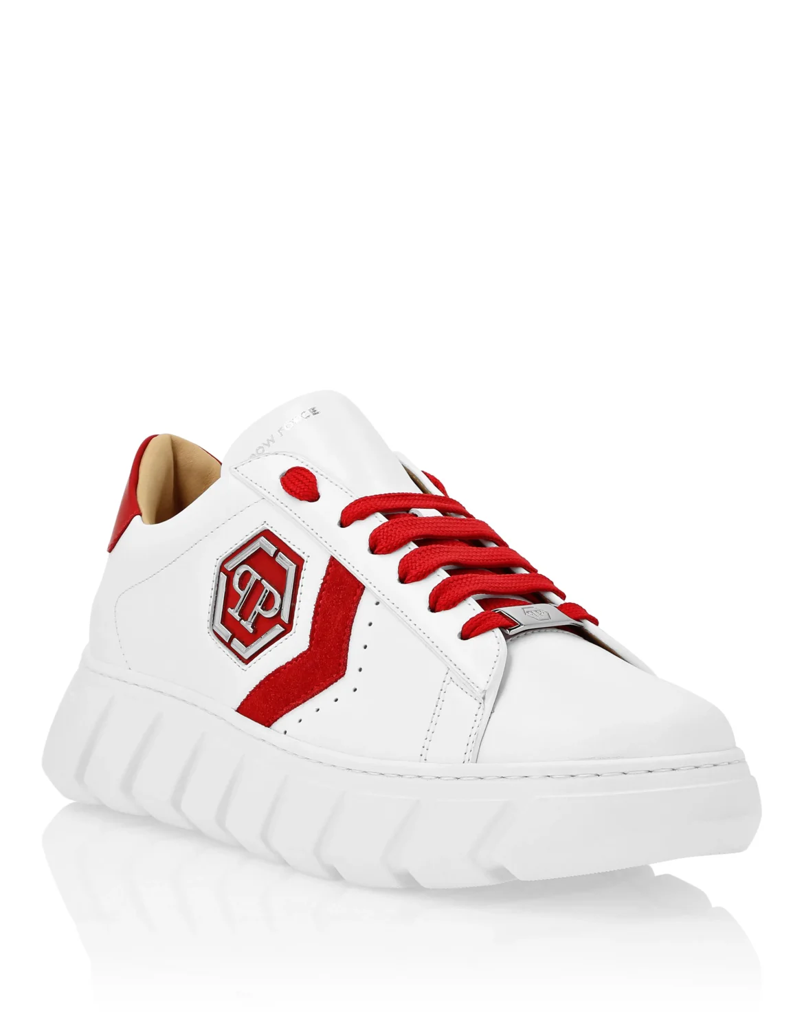 Nappa Leather Lo-Top Sneakers Hexagon, цвет: Красный