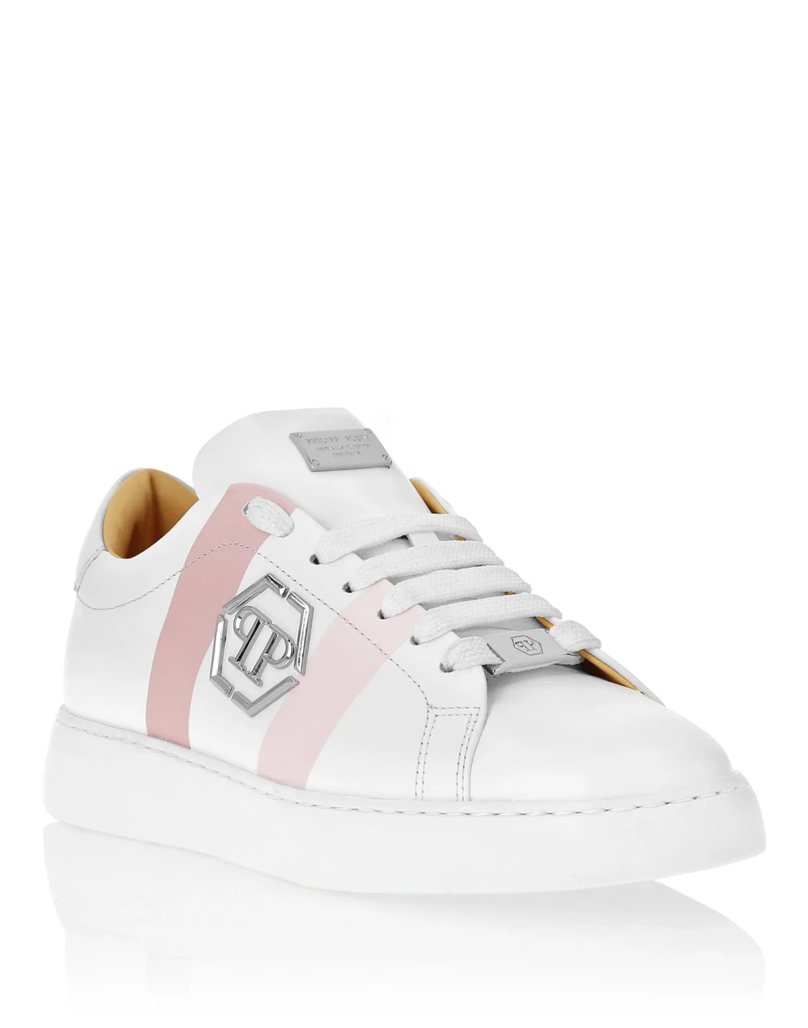 Leather Lo-Top Sneakers Hexagon, цвет: Белый