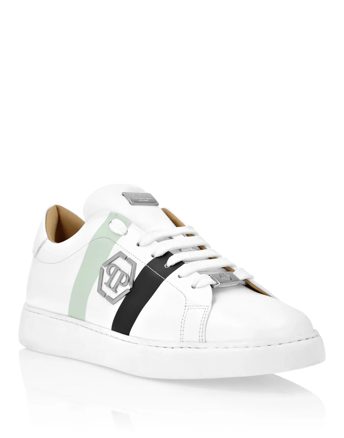 Leather Lo-Top Sneakers Hexagon, цвет: Белый