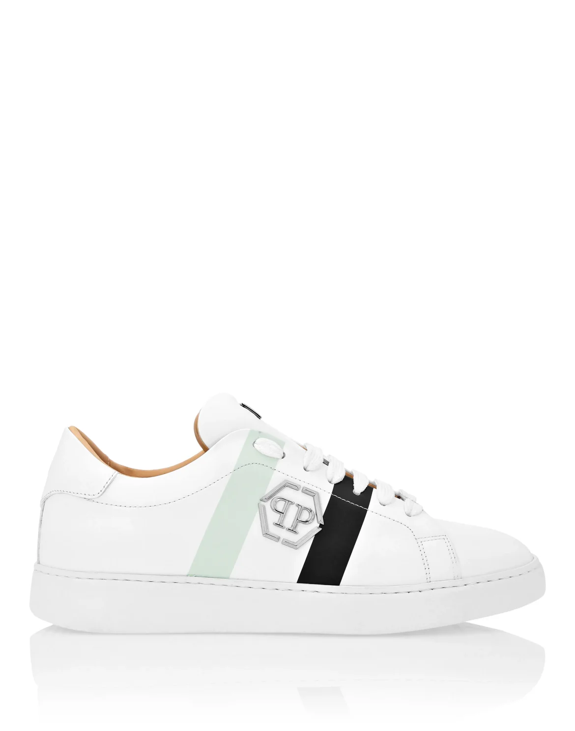 Leather Lo-Top Sneakers Hexagon, цвет: Белый