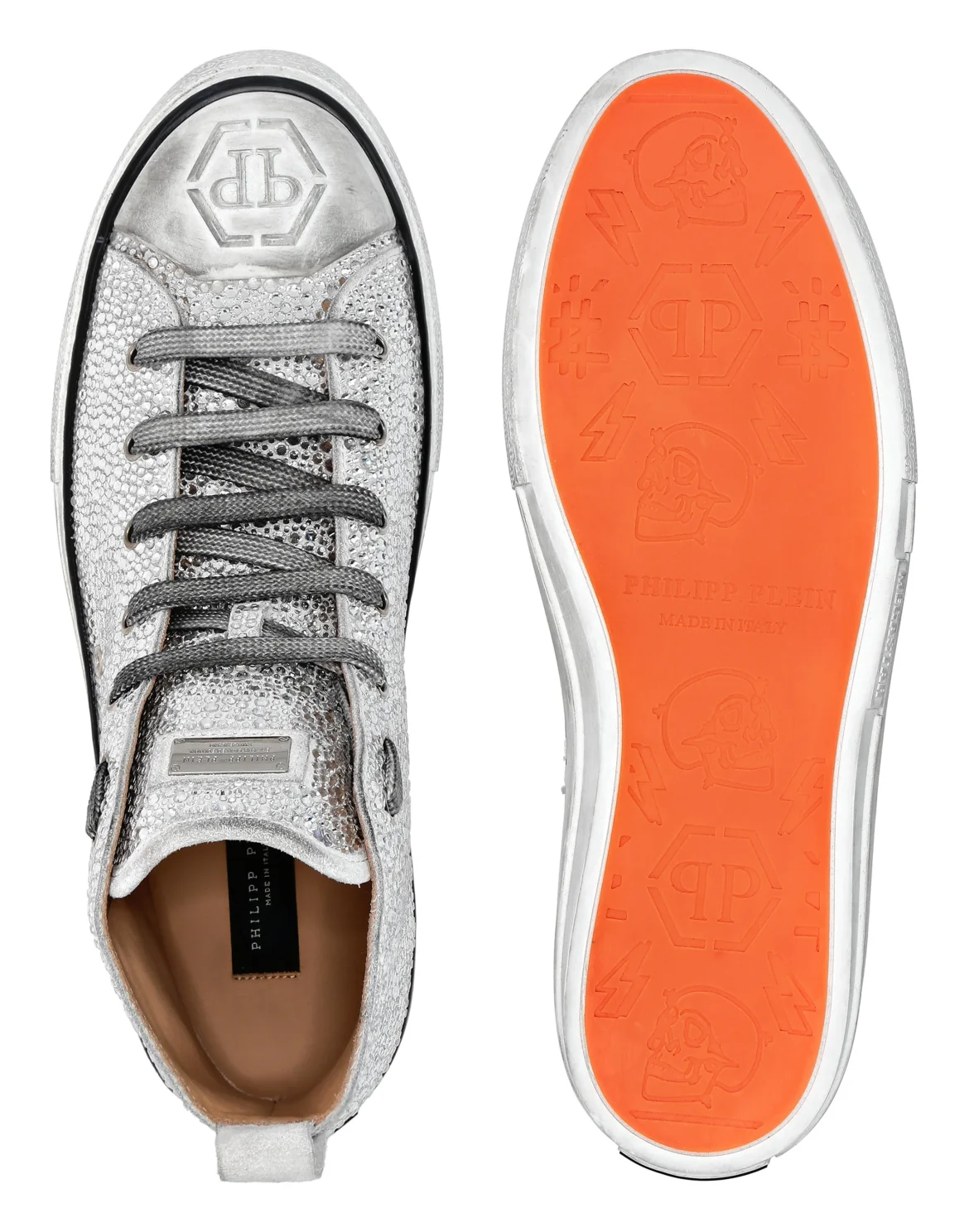 Suede Hi-Top Sneakers Strass Hexagon, цвет: Белый