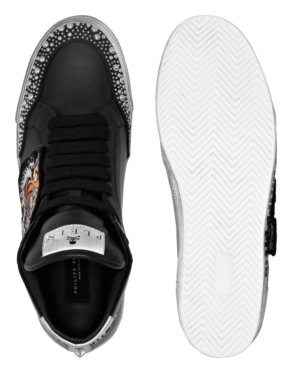 Leather Hi-Top Sneakers Retrokickz Tiger, цвет: Черный