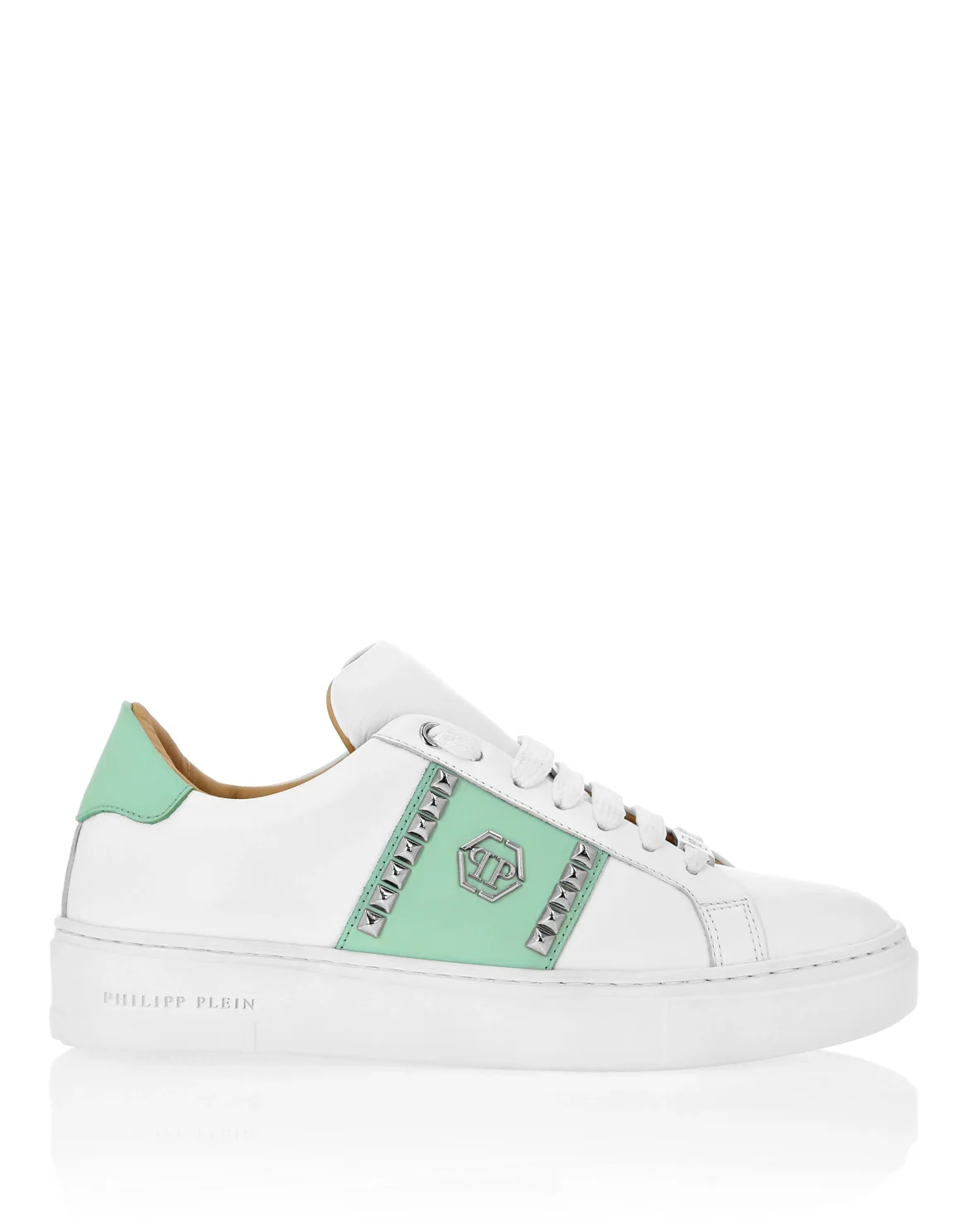 Leather Lo-Top Sneakers Studs, цвет: Белый