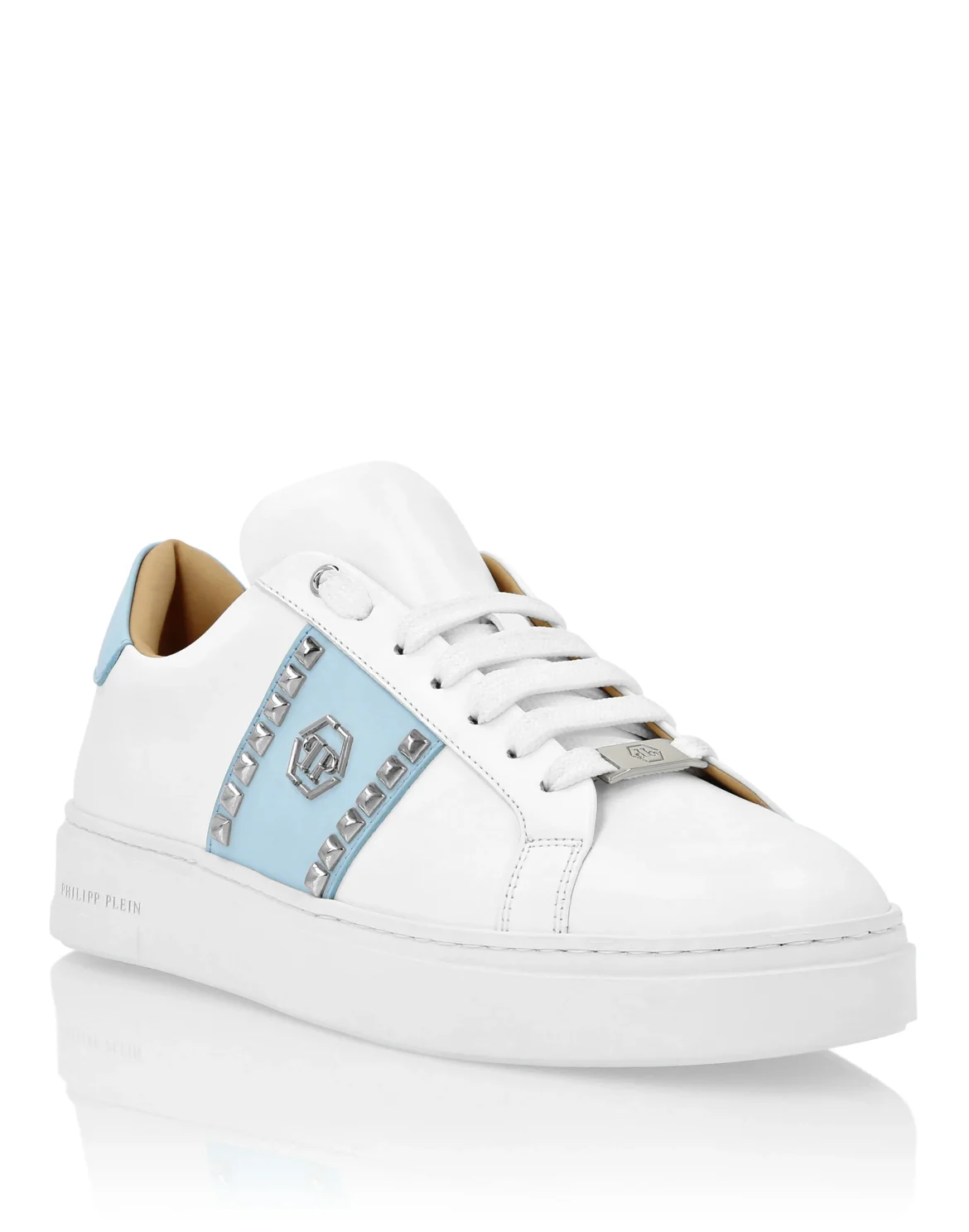 Leather Lo-Top Sneakers Studs, цвет: Белый
