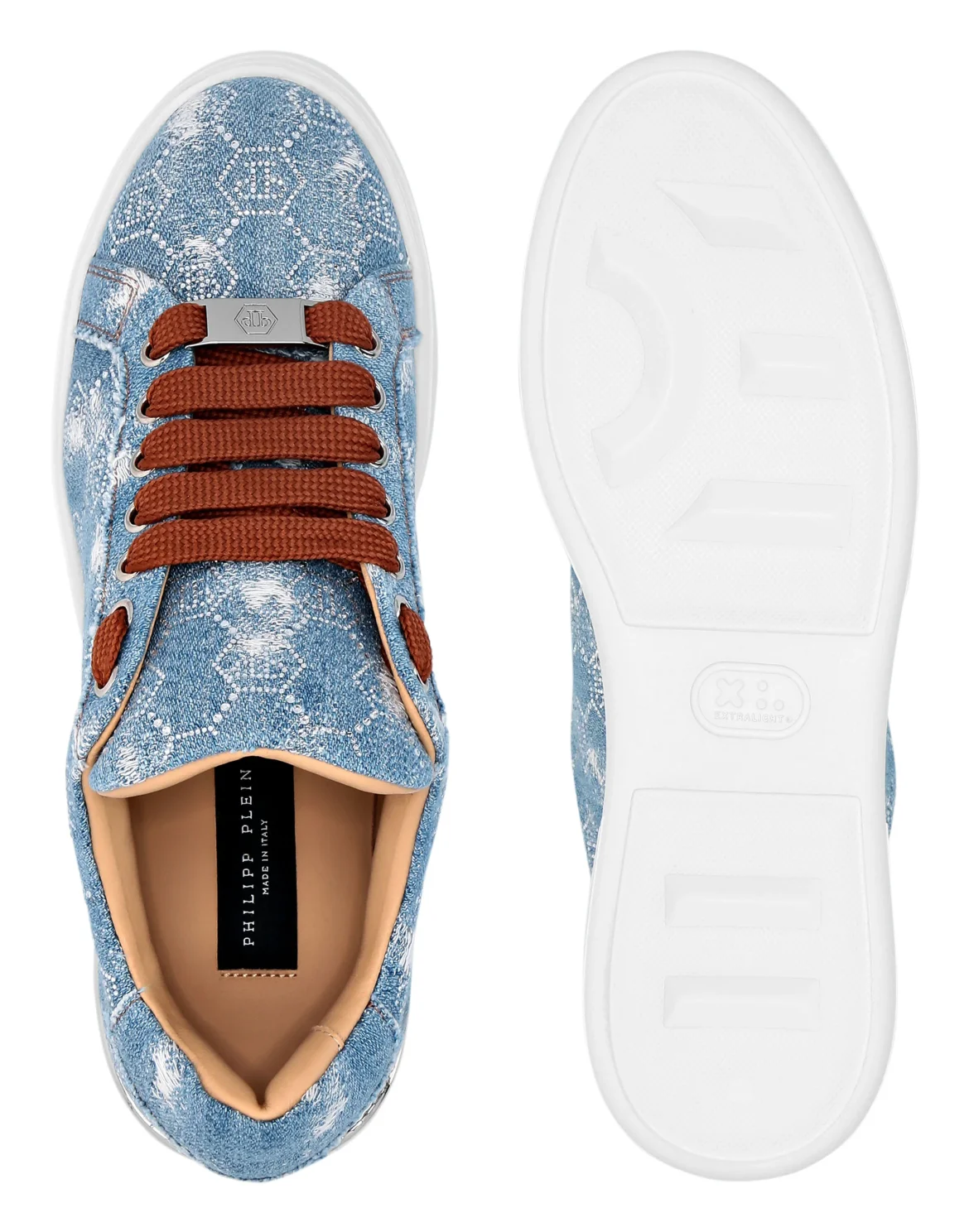 Denim Lo Top Sneakers Monogram Strass, цвет: Синий