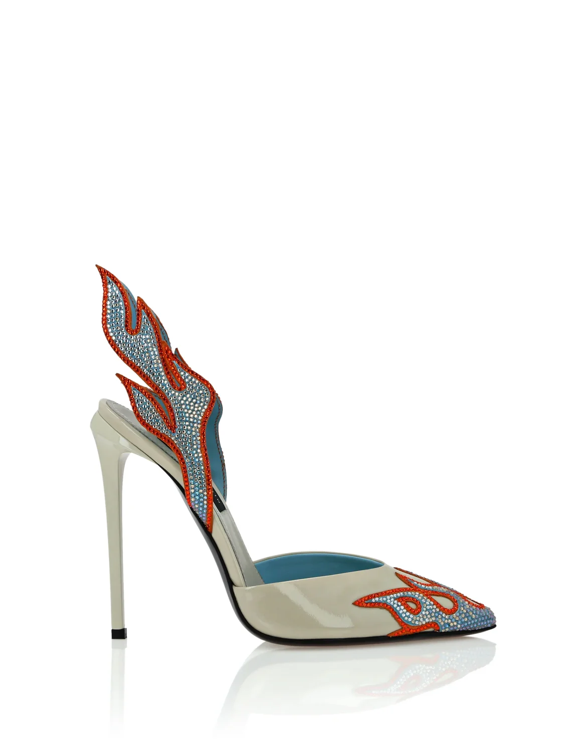 Leather Slingback High Heels 12 Flame, цвет: Бежевый