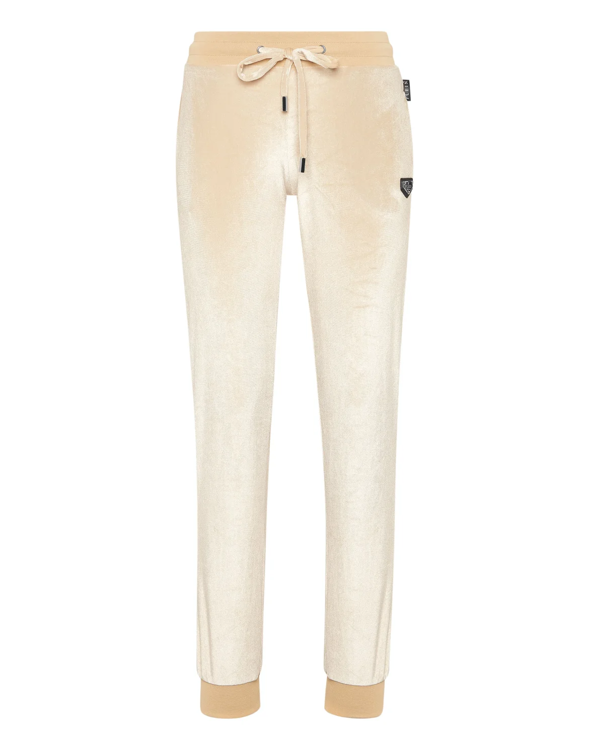 Chenille Jogging Trousers Strass Skull, цвет: Бежевый