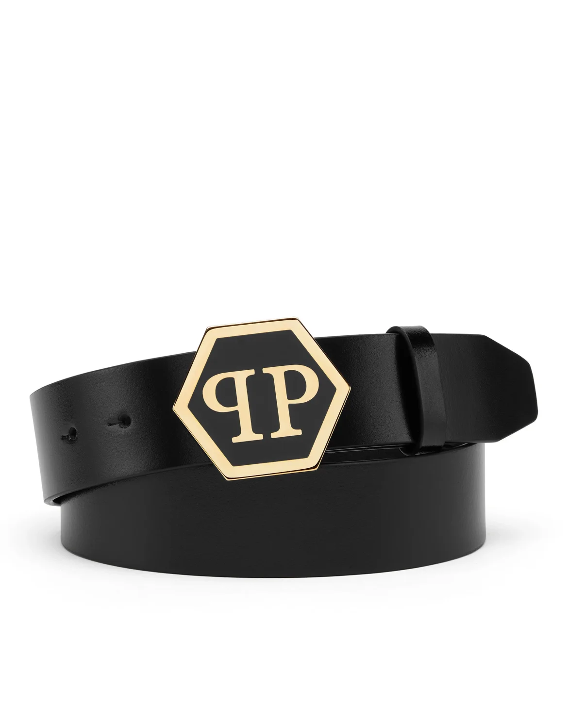 Leather Belt Hexagon, цвет: Черный