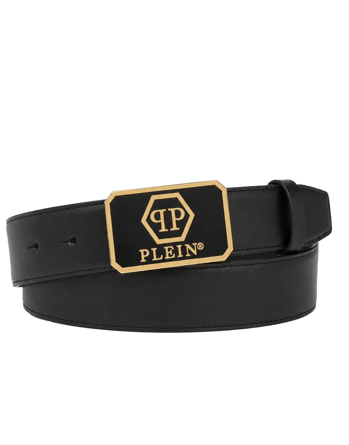 Leather Belt Hexagon, цвет: Черный
