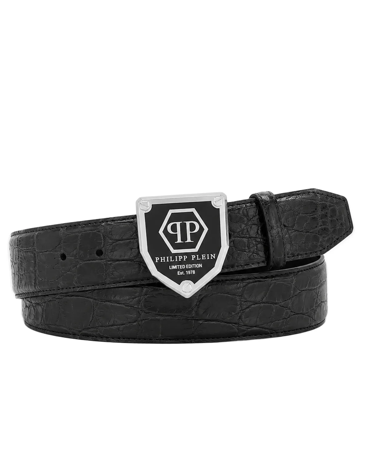 Leather Belt Cocco Hexagon, цвет: Черный
