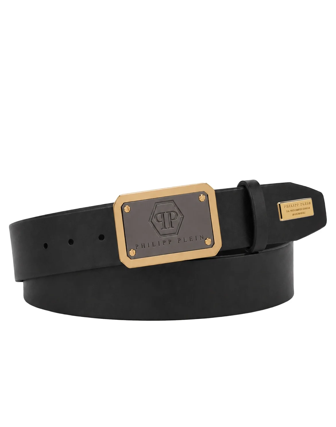 Leather Belt Hexagon Logo, цвет: Черный