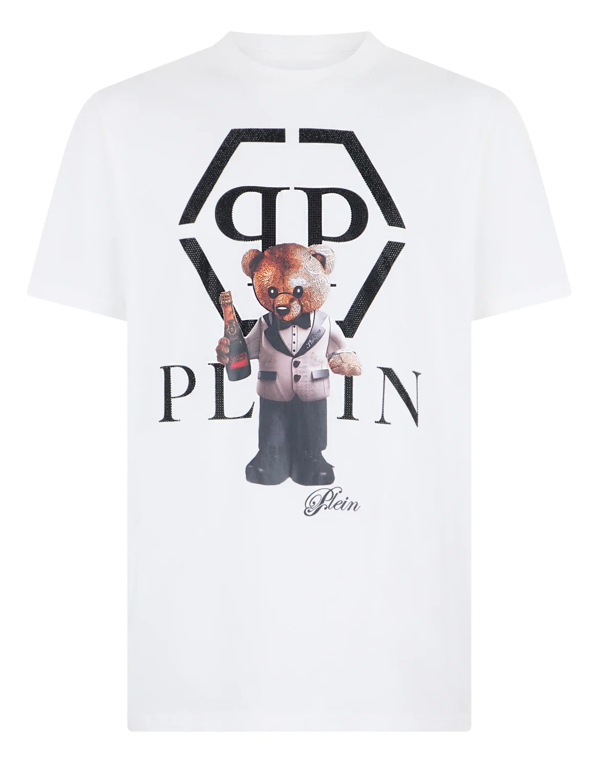 Cotton T-Shirt Teddy Plein Logo, цвет: Белый