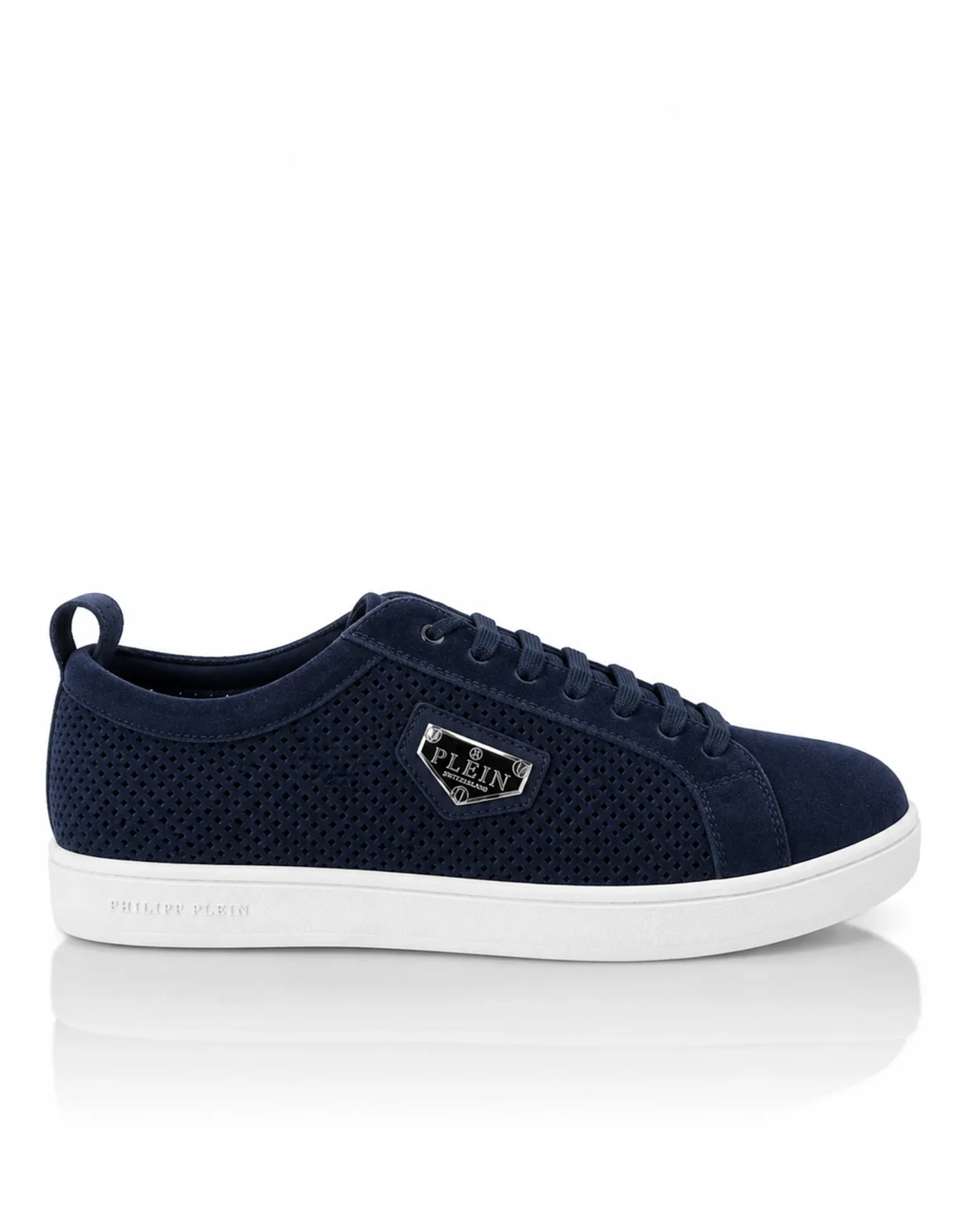 Perforated Suede Low-Top Sneakers, цвет: Синий
