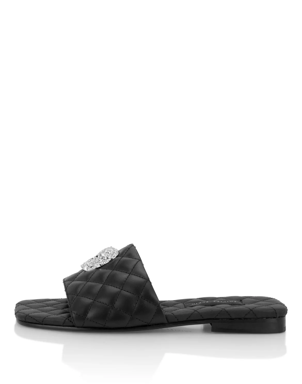 Nappa Flat Matelasse Sandals Crystal Skull, цвет: Черный