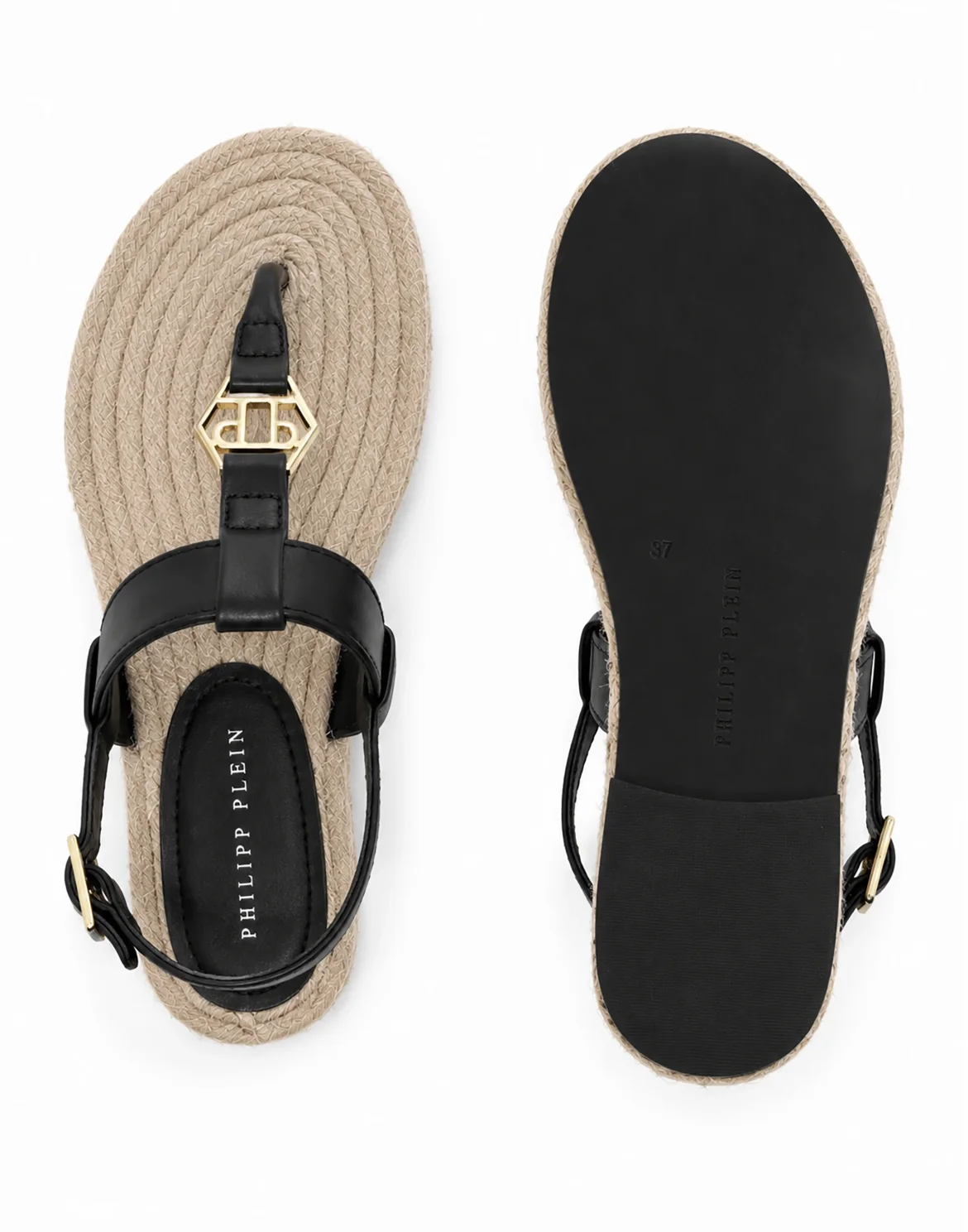 Nappa Sandals Rope Hexagon, цвет: Черный