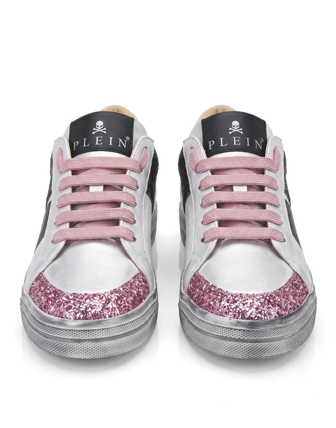 Nappa Leather Lo-Top Sneakers Glitter Skull, цвет: Розовый