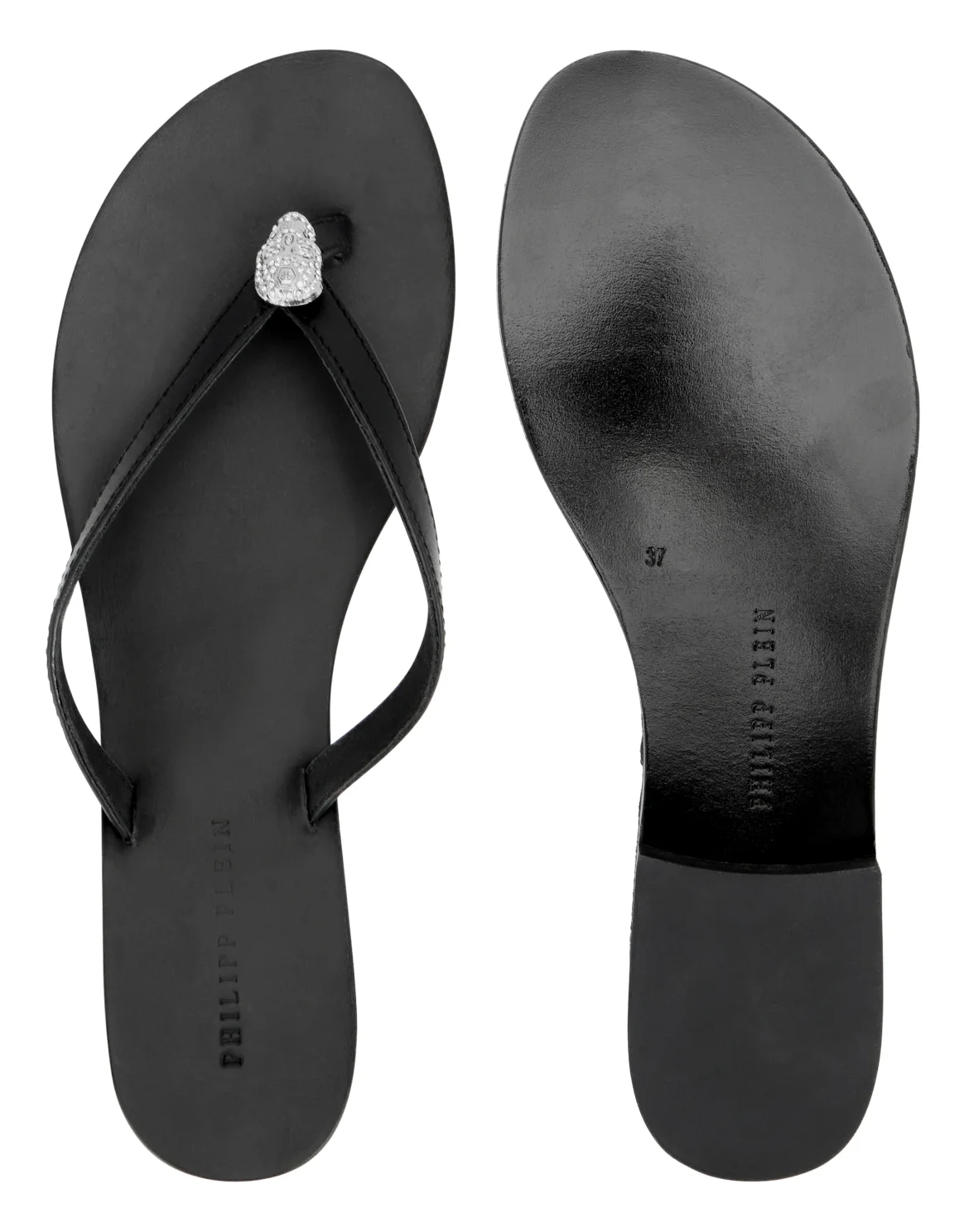 Nappa Flip Flop Sandals Crystal Skull, цвет: Черный