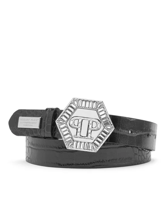 Leather Belt Crocco Print Iconic Plein