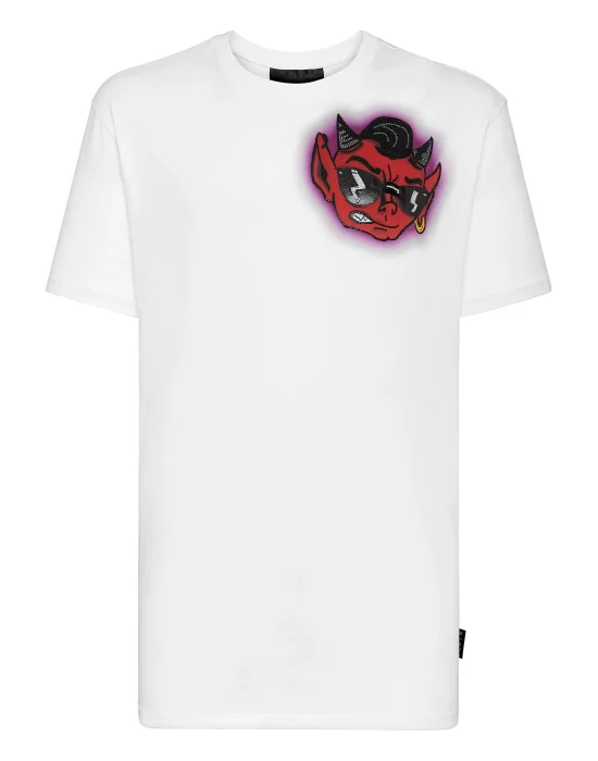 T-shirt Round Neck SS stones Bad Devil