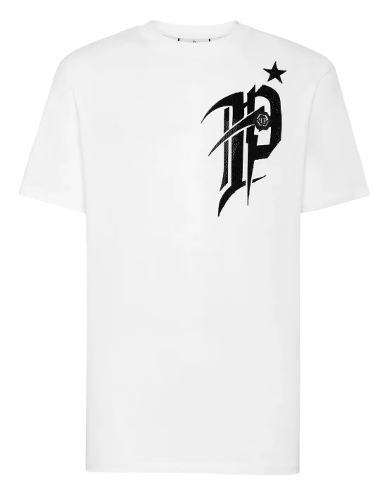 T-shirt Round Neck SS Gothic Plein with Crystals