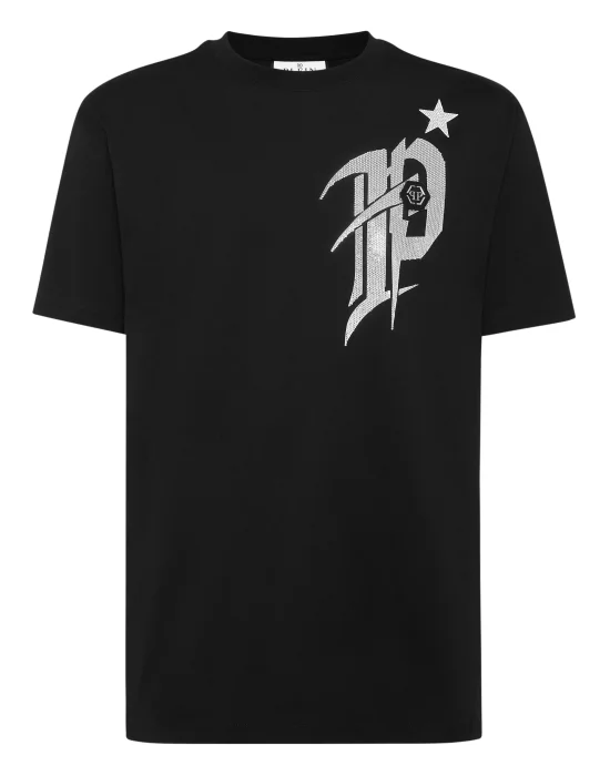 T-shirt Round Neck SS Gothic Plein with Crystals