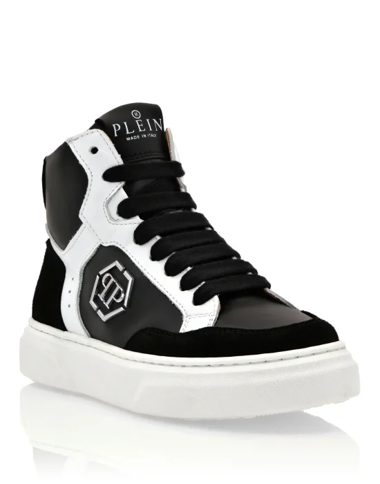 LEATHER HI-TOP SNEAKERS HEXAGON