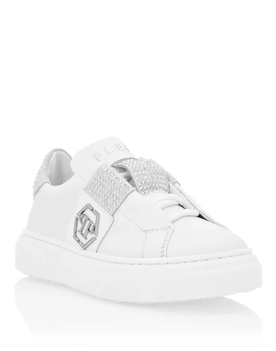 LEATHER SLIP ON HEXAGON AND RHINESTONE