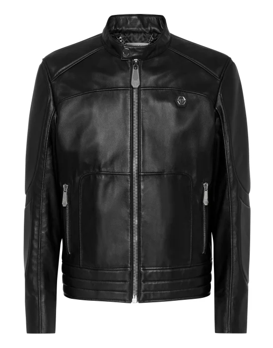 Padded Leather Biker Jacket