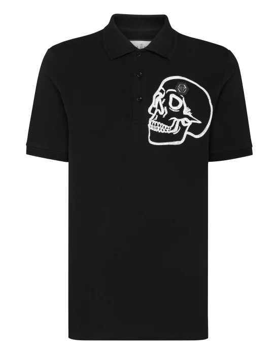 Slim Fit Jersey Polo Shirt Skull