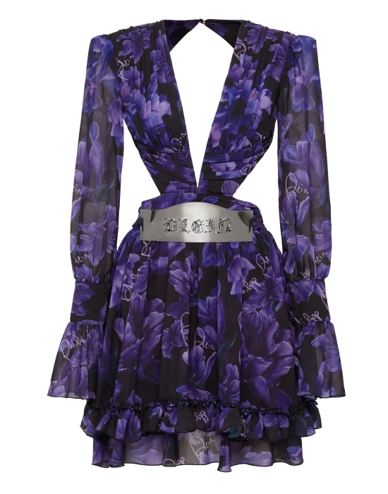 Chiffon Mini Dress Flowers
