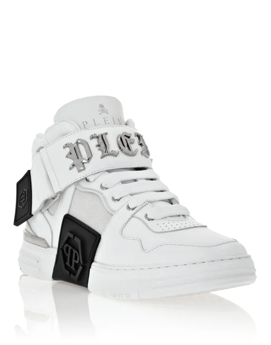 Mix Leather Mid-Top Sneakers Gothic Plein