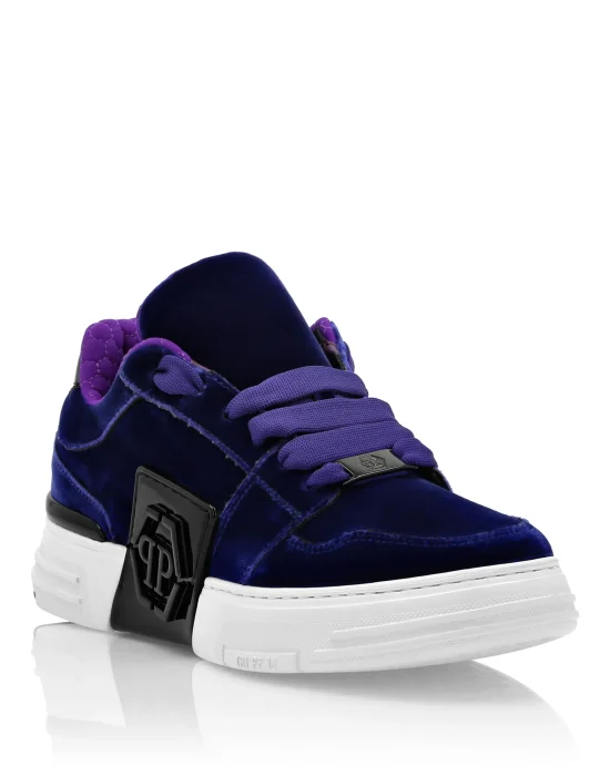 Patent Leather & Velvet Lo-Top Sneakers Hexagon