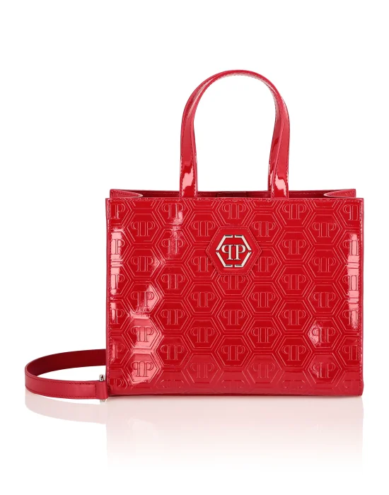 Patent Leather Medium Handle Bag Monogram