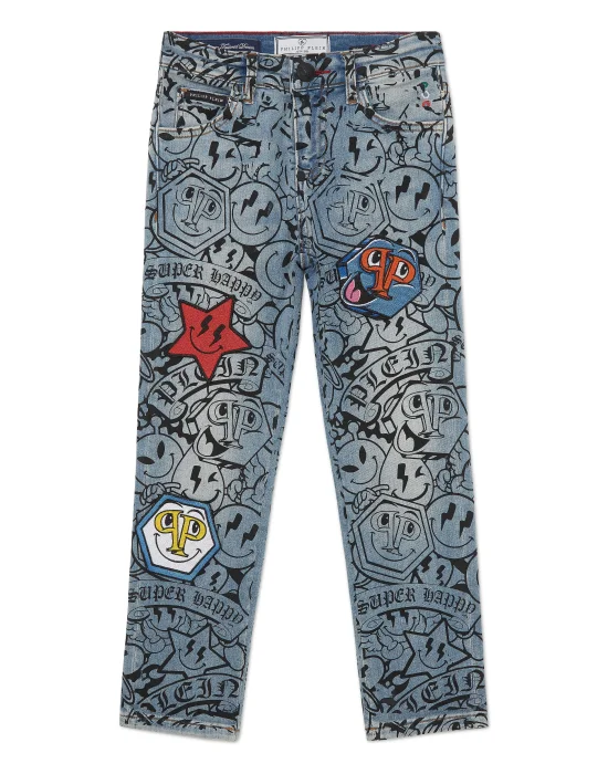 Denim Super Straight Cut Fit Trousers Smile