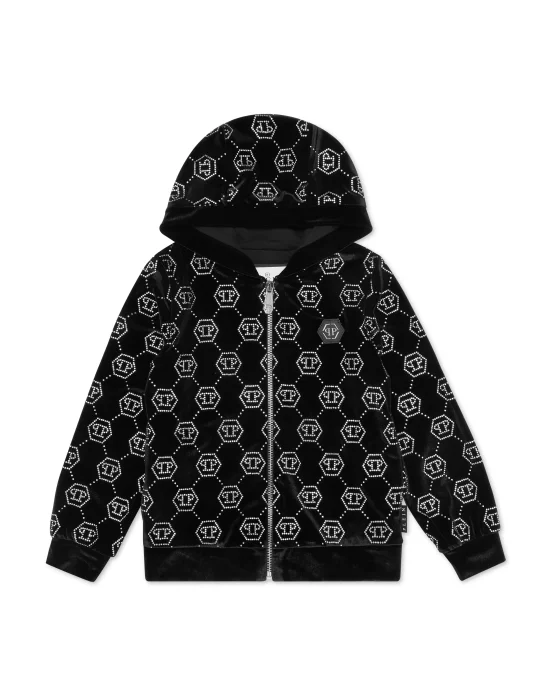 Chenille Hoodie Sweatjacket Strass Monogram