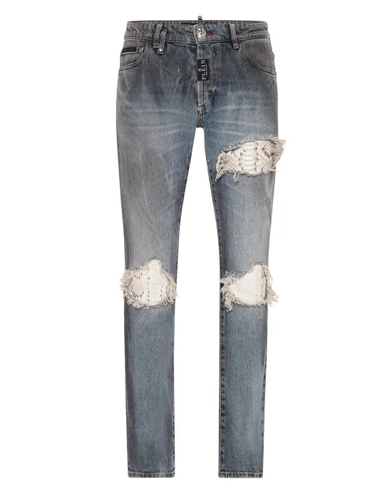 Super Straight Cut Trousers With Python Inserts