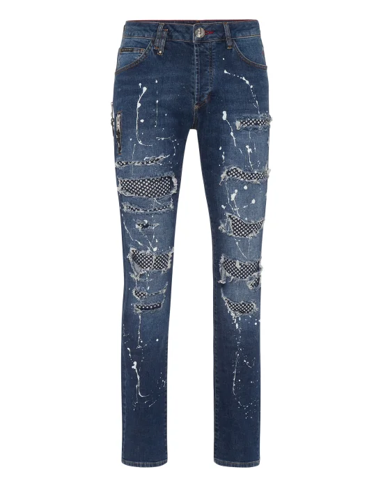 Denim Rock Star Trousers Strass