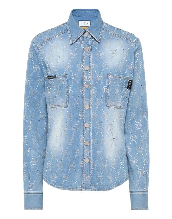 Denim Shirt Long-Sleeve Strass Monogram