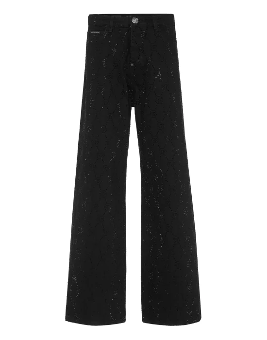 Denim Trousers Skater Fit Strass Monogram
