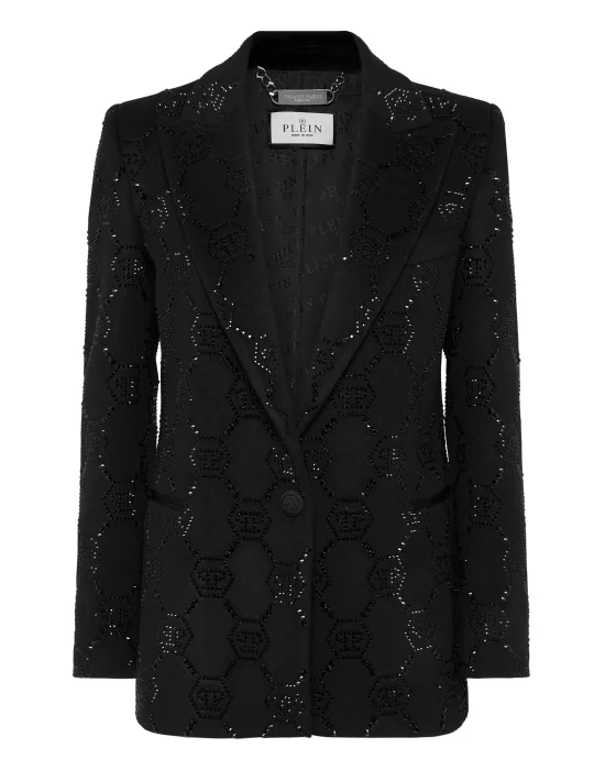 Wool Boxy Blazer Strass Monogram