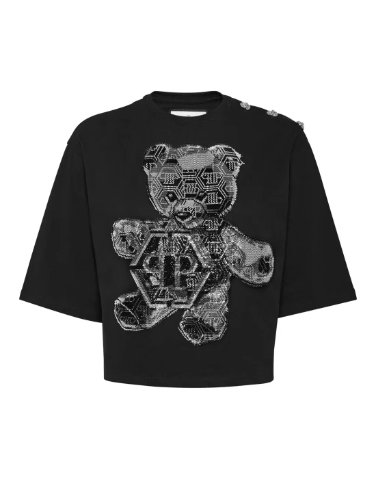 Cropped T-shirt  Strass Teddy Bear