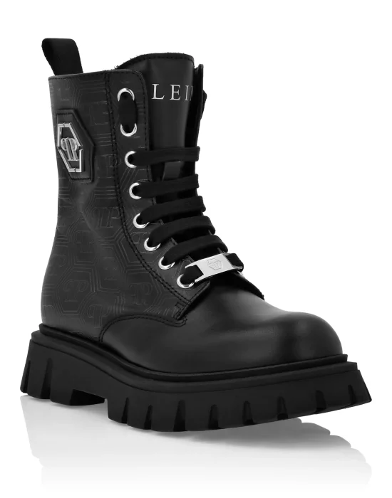 Nappa Leather Mid Boots Hexagon Monogram